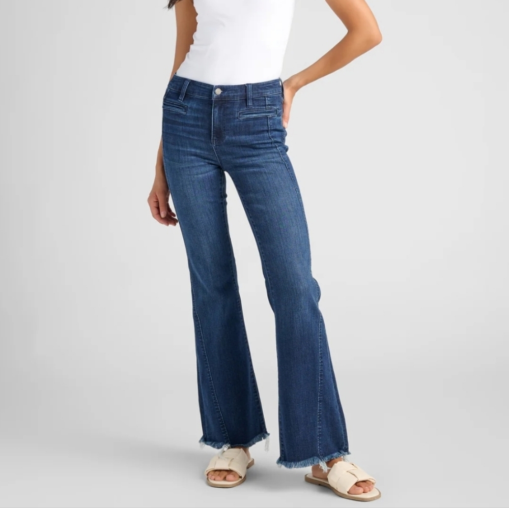 Liverpool Dark Blue Flare Jeans with Frayed Hem Size 10/30